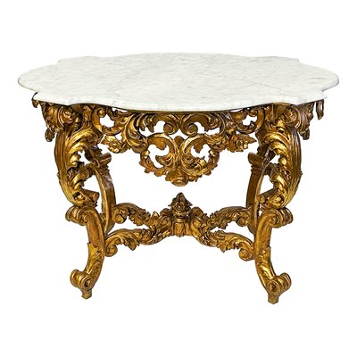 Vintage French Table with Marble Top by Luigi Filippo-BEW-1782756