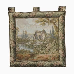 Vintage French Tapestry Landscape with a Waterwheel, 1970s-KEG-1999564