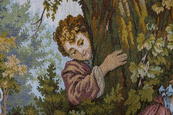 Vintage French Tapestry Wall Hanging Gallant Scene, 1970s-KEG-1997647