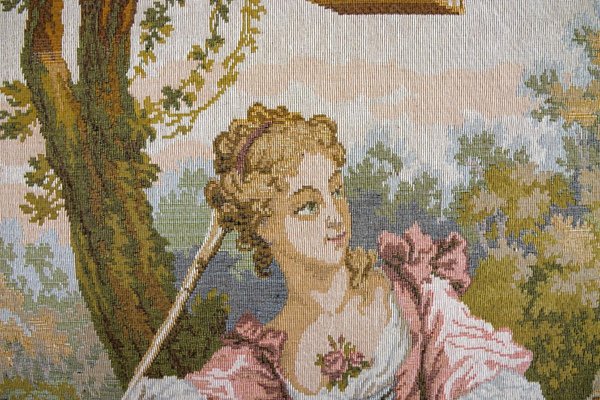 Vintage French Tapestry Wall Hanging Gallant Scene, 1970s-KEG-1997647