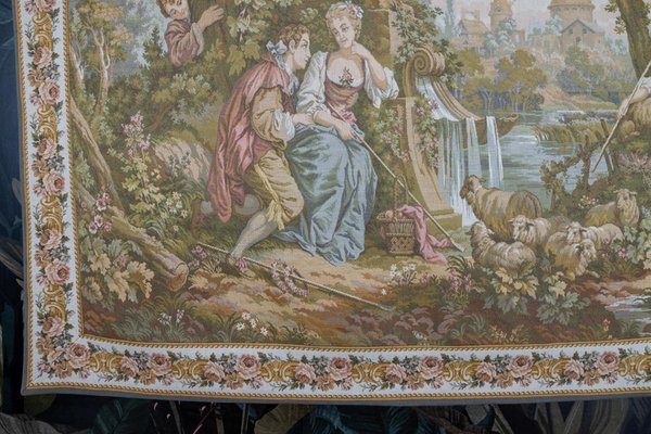 Vintage French Tapestry Wall Hanging Gallant Scene, 1970s-KEG-1997647