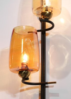 Vintage French Wall Lights in Glass and Brass, 1950, Set of 2-YU-1398657