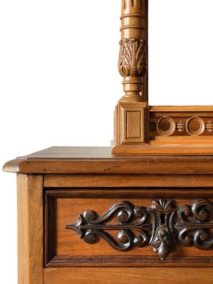 Vintage French Walnut and Pine Sideboard with Showcase-JXY-1723719