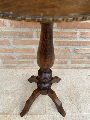 Vintage French Walnut Side Table with Black Marbled Tabletop, 1880s-NOU-1806356