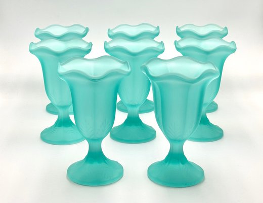 Vintage Frosted Glass Tulip Dessert Cups, 1960s, Set of 8-ZCY-1812870