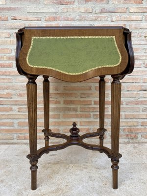 Vintage Game Table in Walnut with Green Leather, 1960-NOU-1771193