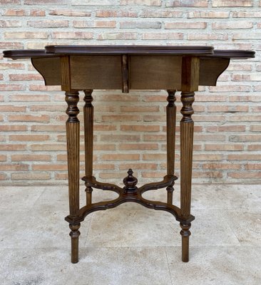 Vintage Game Table in Walnut with Green Leather, 1960-NOU-1771193