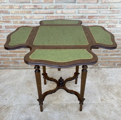 Vintage Game Table in Walnut with Green Leather, 1960-NOU-1771193