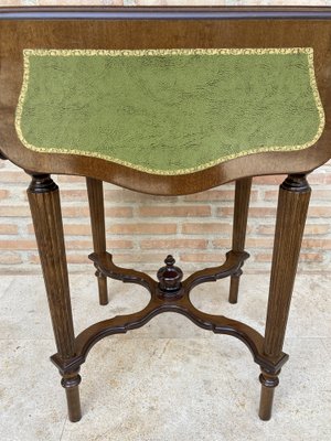 Vintage Game Table in Walnut with Green Leather, 1960-NOU-1771193