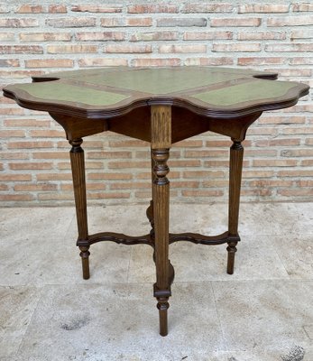 Vintage Game Table in Walnut with Green Leather, 1960-NOU-1771193