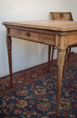 Vintage Games Table with Matching Bergere Chairs, Set of 5-AOI-1436689