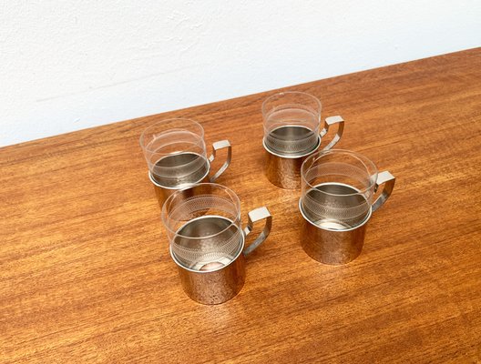 Vintage GDR East German Tea Glasses from MUQ, Metallwarenfabrik Union Quedlinburg, Set of 4-UAH-1289265