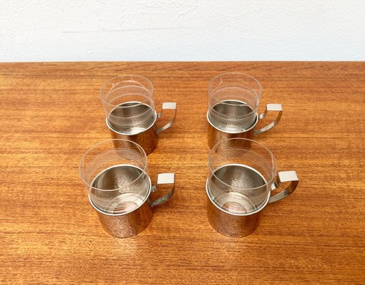 Vintage GDR East German Tea Glasses from MUQ, Metallwarenfabrik Union Quedlinburg, Set of 4-UAH-1289265