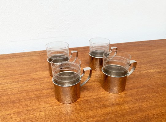 Vintage GDR East German Tea Glasses from MUQ, Metallwarenfabrik Union Quedlinburg, Set of 4-UAH-1289265