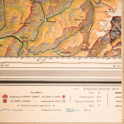 Vintage Geographical Map of Switzerland, 1930s-NZV-640773