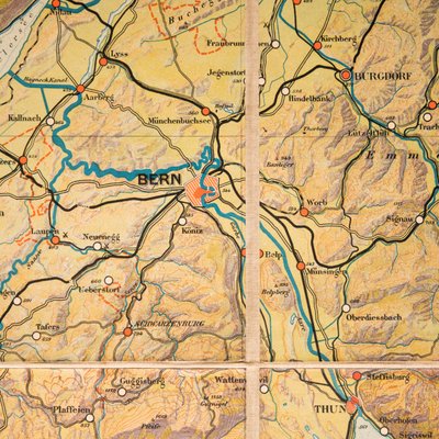 Vintage Geographical Map of Switzerland, 1930s-NZV-640773