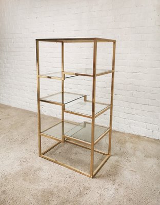 Vintage Geometric Gold-Plated Shelving Unit attributed to Belgo Chrom, 1970s-WUY-1742969