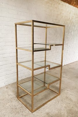 Vintage Geometric Gold-Plated Shelving Unit attributed to Belgo Chrom, 1970s-WUY-1742969