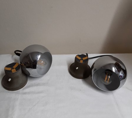 Vintage German Bedside Lamps with Gray Metal Foot with Magnetic Holder and Adjustable Chrome-Plated Chamber Screen, 1970s, Set of 2-HOI-1721049