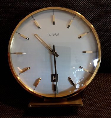 Vintage German Brass Table Clock, 1960s-HOI-1219514