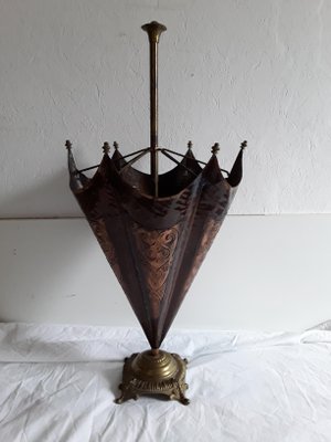 Vintage German Bronze, Brass and Copper Umbrella Stand, 1960s-HOI-665956