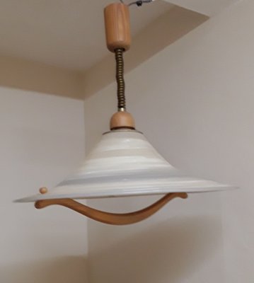 Vintage German Ceiling Lamp in Pine, 1980s-HOI-1794535