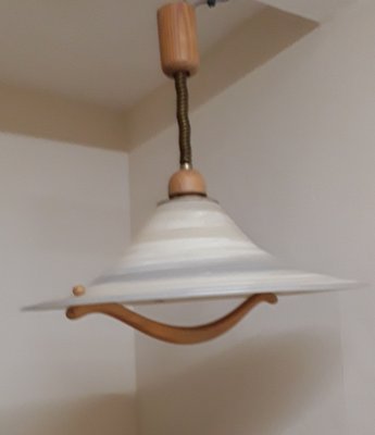 Vintage German Ceiling Lamp in Pine, 1980s-HOI-1794535