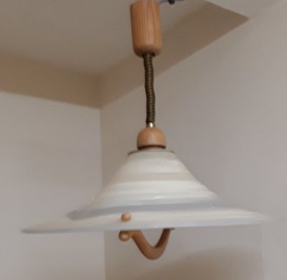 Vintage German Ceiling Lamp in Pine, 1980s-HOI-1794535