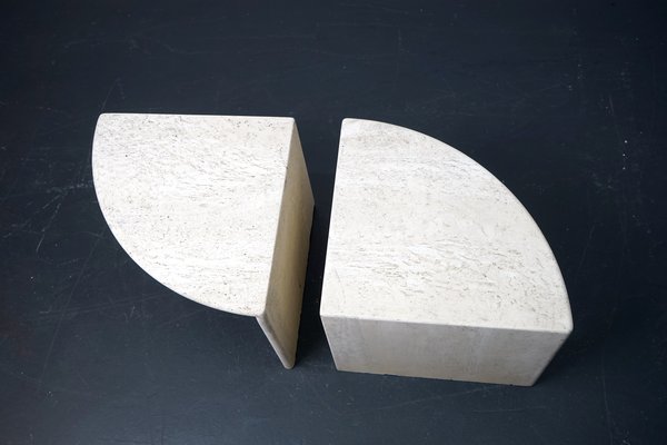 Vintage German Coffee Tables in Travertine, 1970s, Set of 2-CIP-1183543