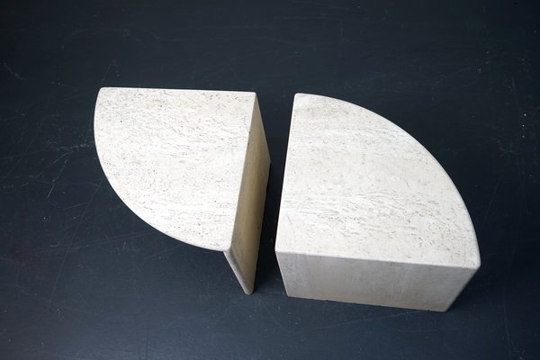 Vintage German Coffee Tables in Travertine, 1970s, Set of 2-CIP-1183543