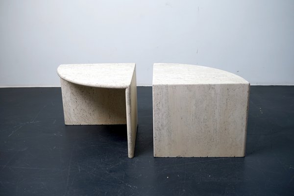 Vintage German Coffee Tables in Travertine, 1970s, Set of 2-CIP-1183543