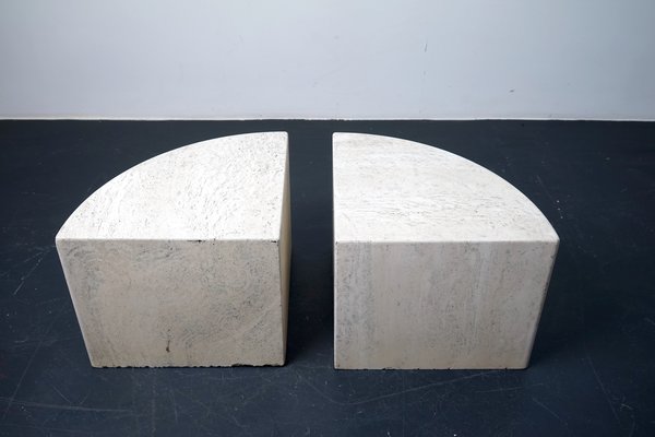 Vintage German Coffee Tables in Travertine, 1970s, Set of 2-CIP-1183543