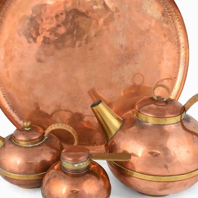 Vintage German Copper Coffee Set by Harald Buchrucker, 1950s, Set of 4-ZCI-752692