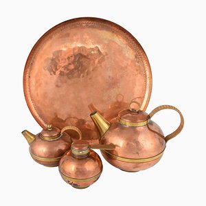 Vintage German Copper Coffee Set by Harald Buchrucker, 1950s, Set of 4-ZCI-752692