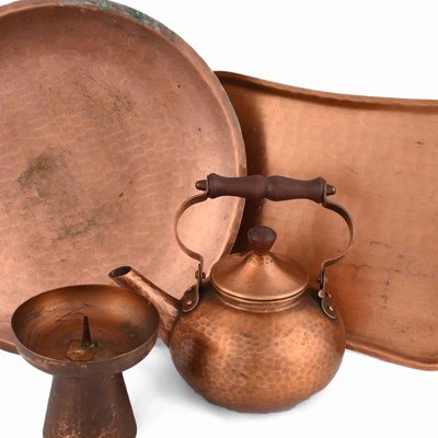 Vintage German Copper Tableware Set by Eugen Zint, 1950s, Set of 4-ZCI-752548