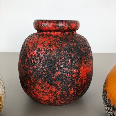 Vintage German Fat Lava Vases from Scheurich, Set of 3-QZ-550829