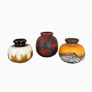 Vintage German Fat Lava Vases from Scheurich, Set of 3-QZ-550829