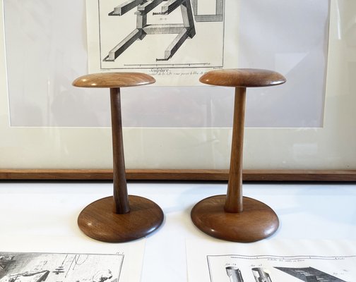 Vintage German Hat Stands in Walnut, 1930s, Set of 2-PBW-1798115