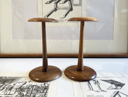 Vintage German Hat Stands in Walnut, 1930s, Set of 2-PBW-1798115