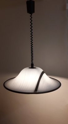 Vintage German Height-Adjustable Ceiling Lamp in White and Black Plastic from Aro Leuchten, 1980s-HOI-1801435