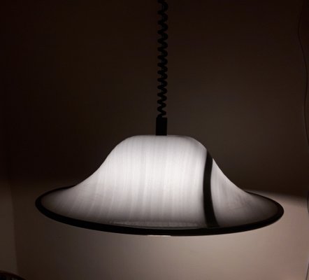 Vintage German Height-Adjustable Ceiling Lamp in White and Black Plastic from Aro Leuchten, 1980s-HOI-1801435