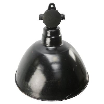 Vintage German Industrial Black Enamel and Bakelite Pendant Light-BLS-1799332