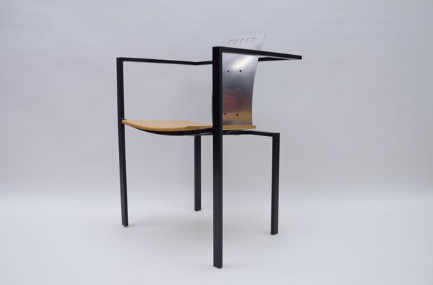 Vintage German Metal and Wood Dining Chair-KQB-883014