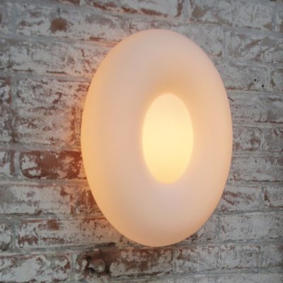 Vintage German Oval White Opaline Glass Wall Lamps-BLS-1453944