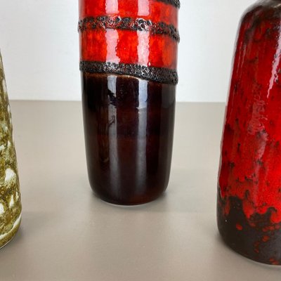 Vintage German Pottery Fat Lava Vases from Scheurich, 1970s, Set of 3-QZ-1257938