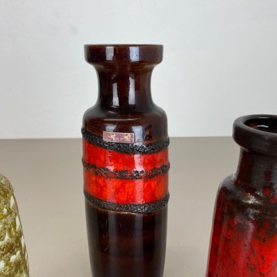 Vintage German Pottery Fat Lava Vases from Scheurich, 1970s, Set of 3-QZ-1257938