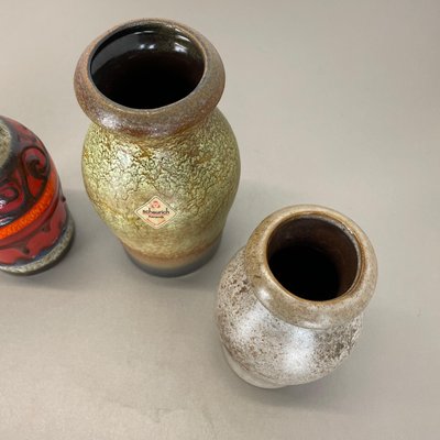 Vintage German Pottery Fat Lava Vases from Scheurich, 1970s, Set of 5-QZ-1283911