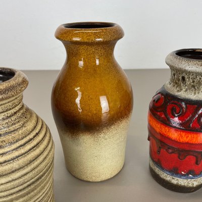 Vintage German Pottery Fat Lava Vases from Scheurich, 1970s, Set of 5-QZ-1283911