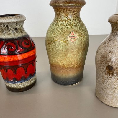 Vintage German Pottery Fat Lava Vases from Scheurich, 1970s, Set of 5-QZ-1283911