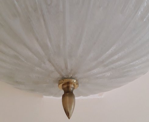 Vintage German Round Ceiling Lamp in White Glass from Honsel, 1970s-HOI-1340743